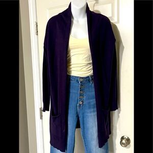 Evolution Deep Purple Two Pocket Open Cardigan